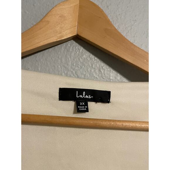 Lulus Womens Wrap Dress Size 3X Beige Woven Tiered Flutter Sleeve Romantic Fairy - Picture 2 of 8